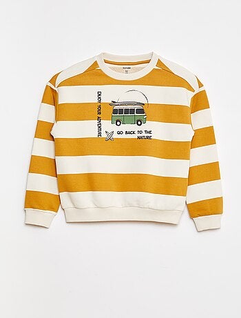 Sweater van joggingstof met contrastmouwen