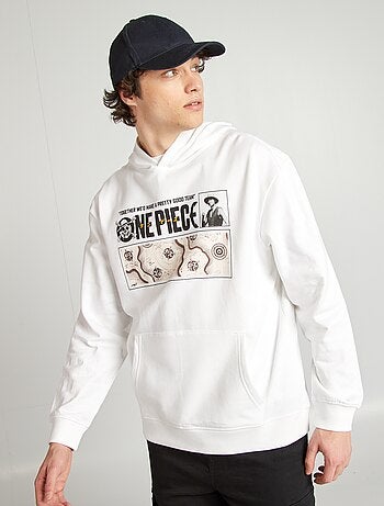 Sweater van joggingstof met 'One Piece'-opdruk
