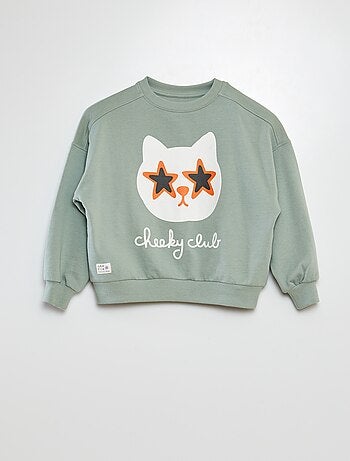 Sweater van joggingstof met print - Grafik Edition