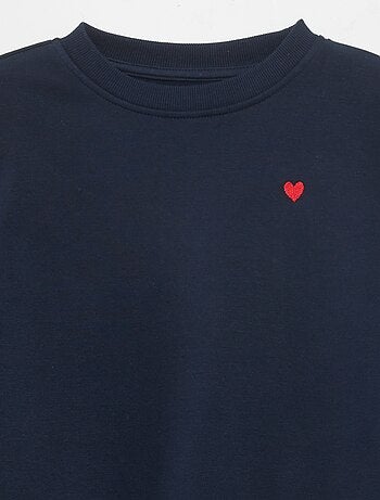 Sweater van joggingstof met ronde hals