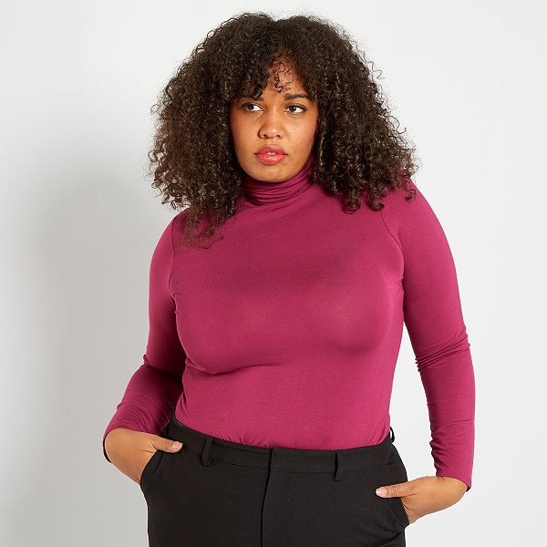 T-shirt met col Dames Size+ - rood - Kiabi - 10,00€