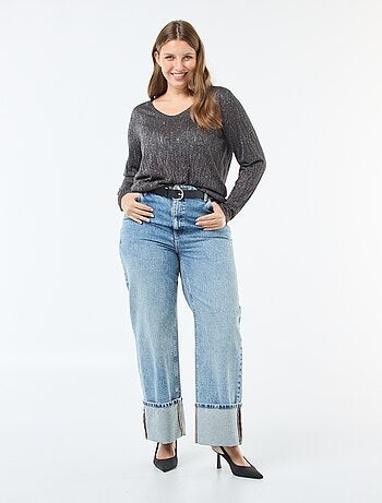 T-shirt met glanzend garen en pailletten 'Only Carmakoma'
