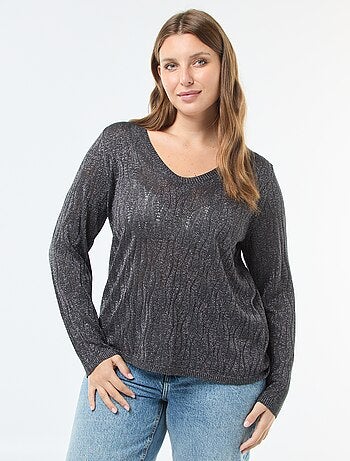 T-shirt met glanzend garen en pailletten 'Only Carmakoma'