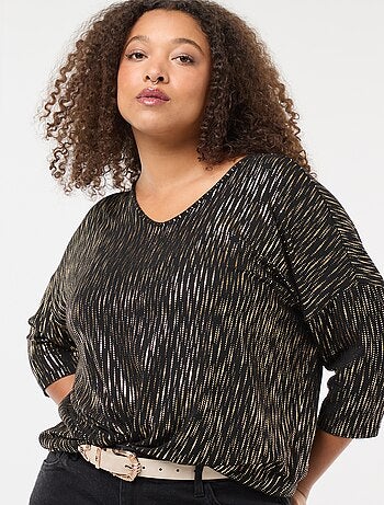 T-shirt met goudkleurige print 'Only Carmakoma'