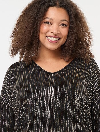 T-shirt met goudkleurige print 'Only Carmakoma'