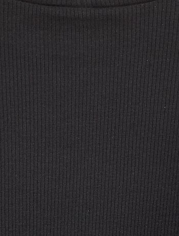 T-shirt met hoge kraag van ribstof