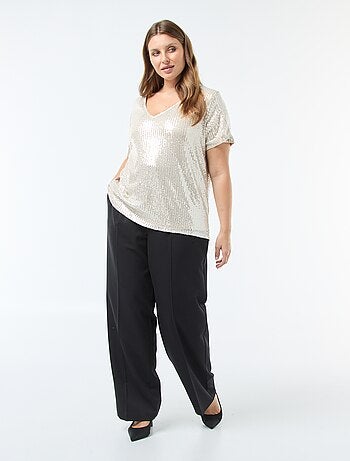 T-shirt met korte mouw en lovertjes