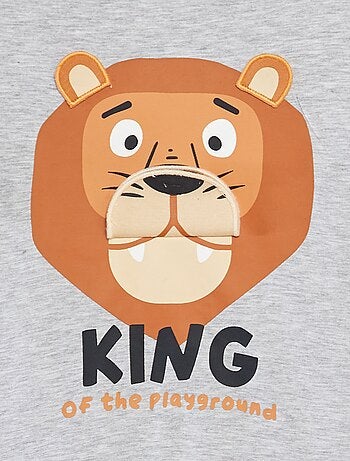 T-shirt met korte mouw en ronde hals met print in reliëf