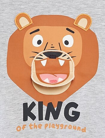 T-shirt met korte mouw en ronde hals met print in reliëf