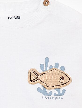 T-shirt met korte mouwen en motieven met blote schouder