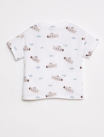 T-shirt met korte mouwen en motieven met blote schouder