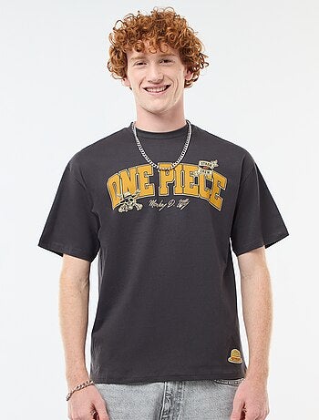 T-shirt met korte mouwen en print voor/achter 'One Piece'