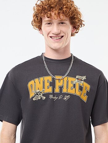 T-shirt met korte mouwen en print voor/achter 'One Piece'