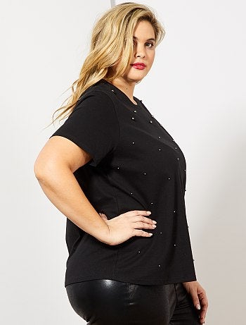 Dames Size+ - T-shirt met kraaltjes - Kiabi