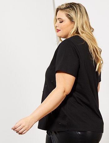Dames Size+ - T-shirt met kraaltjes - Kiabi