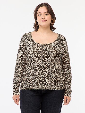 T-shirt met lange mouw van ribstof