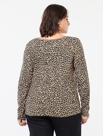 T-shirt met lange mouw van ribstof