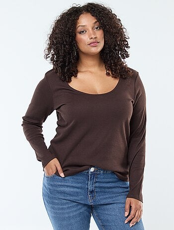 T-shirt met lange mouw van ribstof