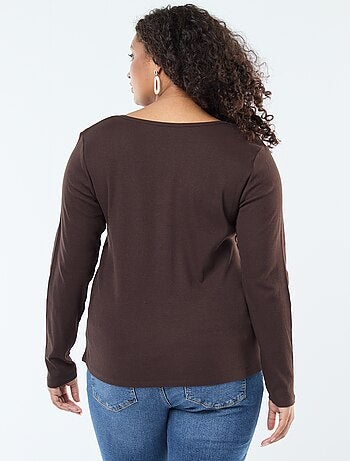 T-shirt met lange mouw van ribstof