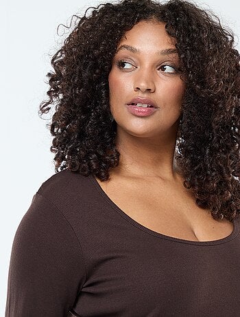 T-shirt met lange mouw van ribstof