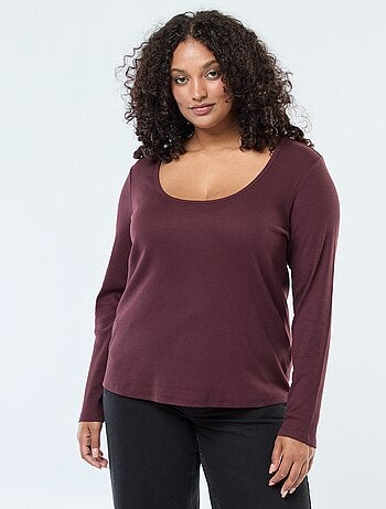 T-shirt met lange mouw van ribstof