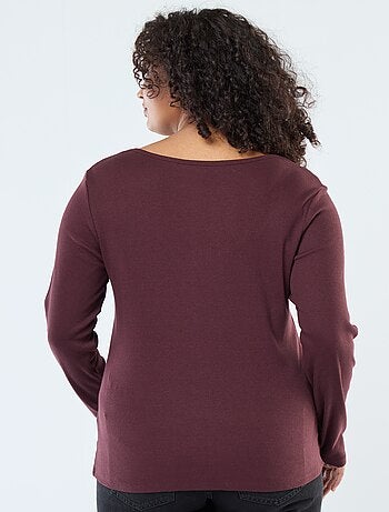 T-shirt met lange mouw van ribstof