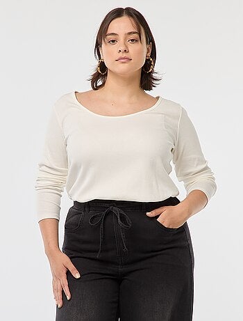 T-shirt met lange mouw van ribstof