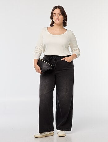 T-shirt met lange mouw van ribstof