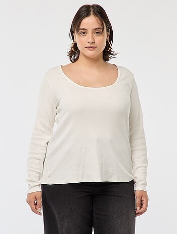 T-shirt met lange mouw van ribstof