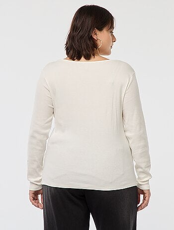 T-shirt met lange mouw van ribstof