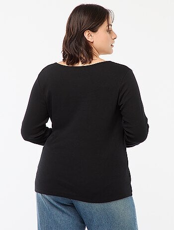 T-shirt met lange mouw van ribstof