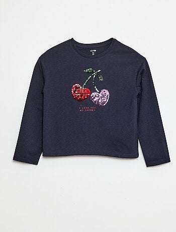 T-shirt met lange mouwen en lovertjes
