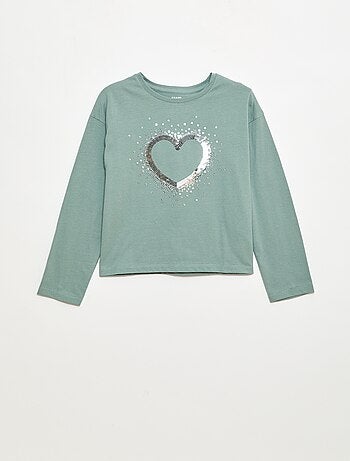 T-shirt met lange mouwen en lovertjes