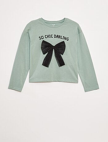 T-shirt met lange mouwen en lovertjes