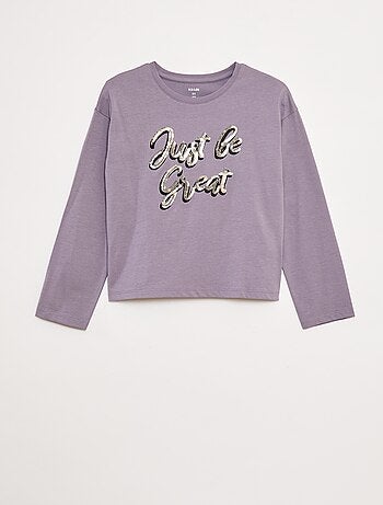 T-shirt met lange mouwen en lovertjes