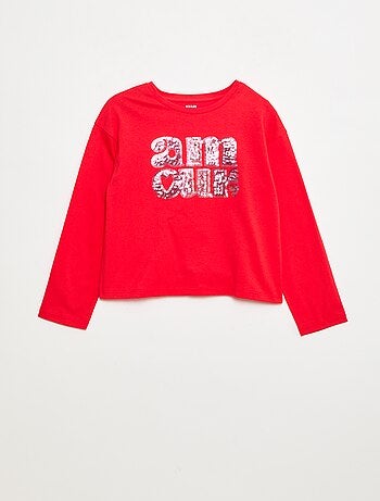 T-shirt met lange mouwen en lovertjes