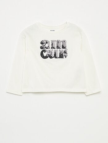 T-shirt met lange mouwen en lovertjes