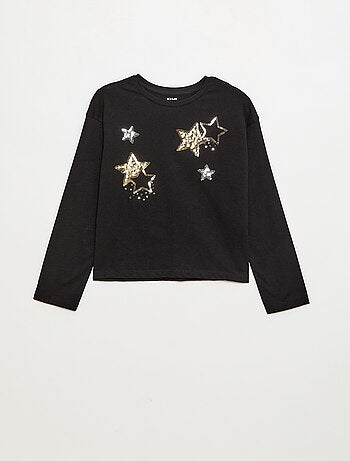 T-shirt met lange mouwen en lovertjes