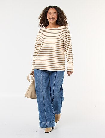 T-shirt met matrozenstreepjes en boothals