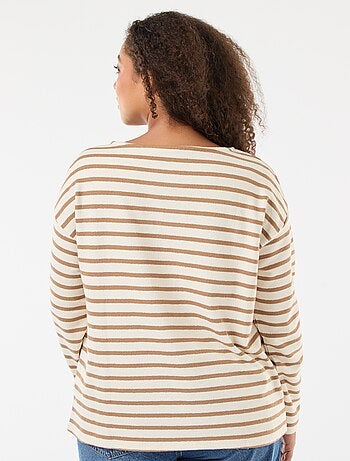 T-shirt met matrozenstreepjes en boothals