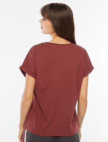 T-shirt met opgetrokken korte mouwen