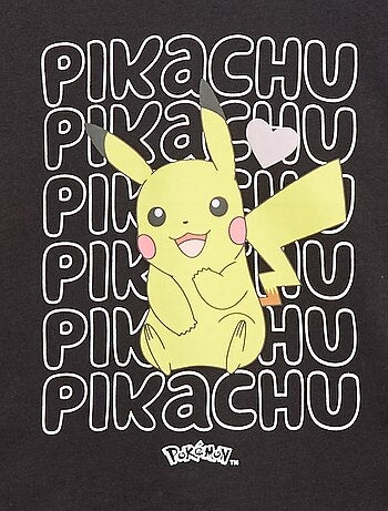 T-shirt met 'Pokémon' 'Pikachu' print, effen