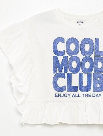 T-shirt met ruches en print