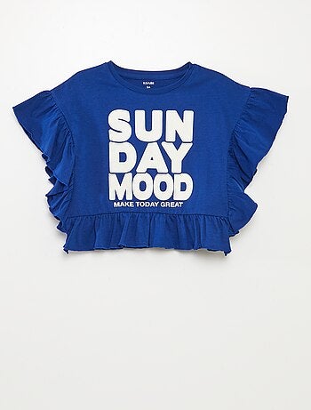 T-shirt met ruches en print