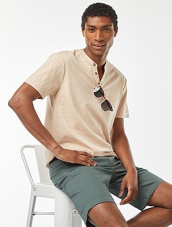 T-shirt met tuniekhals en korte mouw