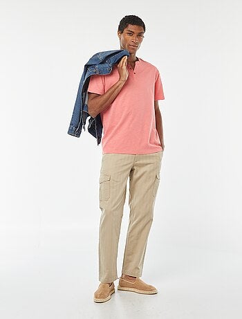 T-shirt met tuniekhals en korte mouw