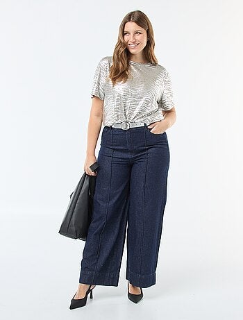 T-shirt van geïriseerde stof 'Only Carmakoma'