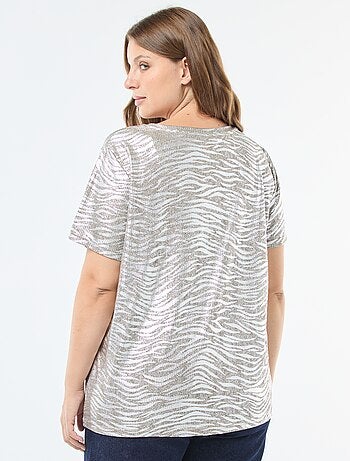 T-shirt van geïriseerde stof 'Only Carmakoma'