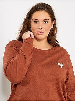 T-shirt van gestippeld tricot met geborduurd hartje - Kiabi