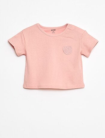 T-shirt van jersey met drukknoopsluiting op de schouder